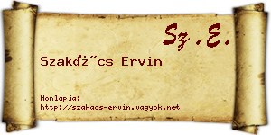 Szakács Ervin névjegykártya