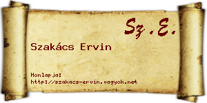 Szakács Ervin névjegykártya